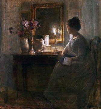 Interior with a woman Artwork by Carl Vilhelm Holsoe