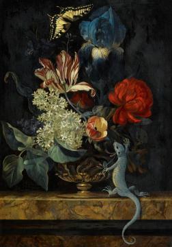 A Still Life with Tulips and other Flowers in a Vase Artwork by Willem van Aelst