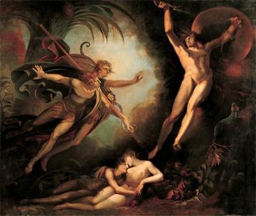 Satan Starting From The Touch Of Ithuriel's Spear Artwork by Henry Fuseli