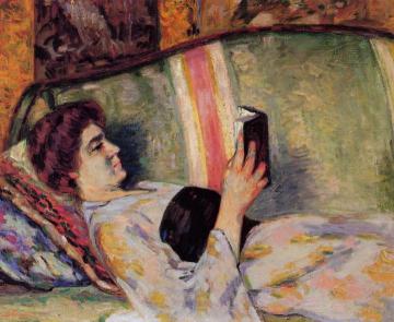 Portrait of Marguerite Guillaumin Reading Artwork by Armand Guillaumin
