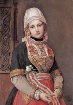 A Young Girl in Folk Costume Artwork by Jean-François Portaels