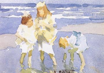 Children at the Shore Artwork by Edward Potthast