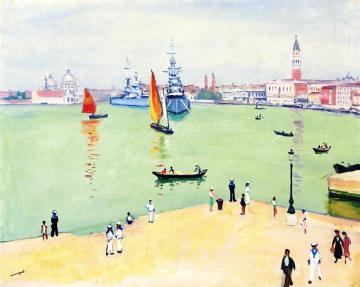Warships in the Harbor, Venice Artwork by Albert Marquet
