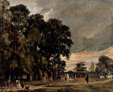 Landscape Sudy:  Figures by a Clump of Trees Artwork by John Constable