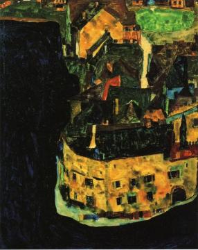 City on the Blue River Artwork by Egon Schiele
