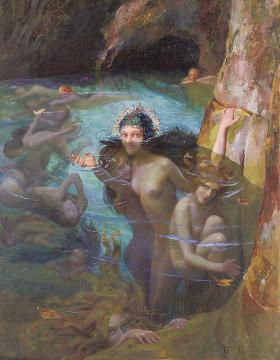 Sea Nymphs At A Grotto Artwork by Gaston Bussiere
