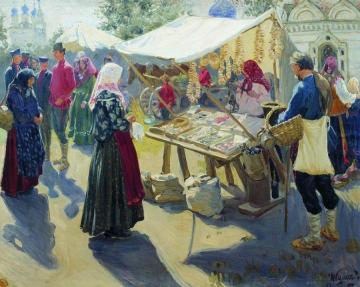 Market with Bagels Artwork by Ivan Kulikov