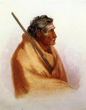 The Word of Life, an Old Piegan in Mourning Artwork by Karl Bodmer