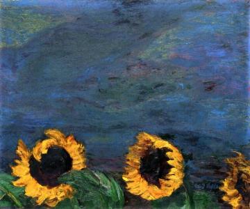 Blue Sky And Sunflowers Artwork by Emil Nolde