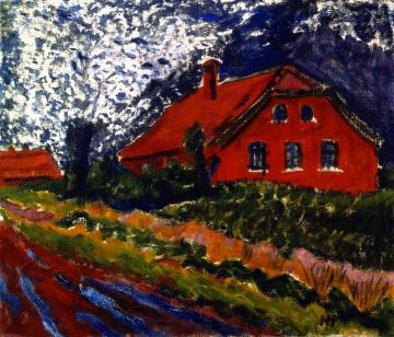Red Fisherman's House Artwork by Hermann Max Pechstein
