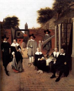 Portrait of a Family in a Courtyard in Delft Artwork by Pieter de Hooch