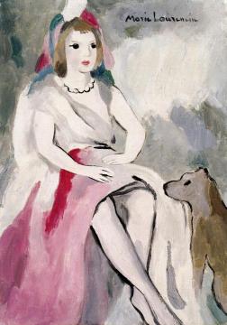 Seated Young Woman With A Dog Artwork by Marie Laurencin