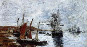 Camaret, Boats on the Shore Artwork by Eugène-Louis Boudin