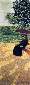 The Public Gardens - The Red Parasol Artwork by Edouard Vuillard