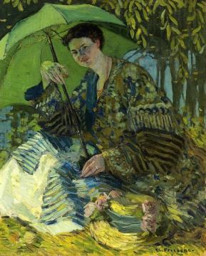 Lady with a Parasol Artwork by Frederick Carl Frieseke