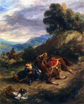 The Death of Lara Artwork by Eugène Delacroix