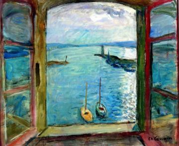 Window Overlooking The Port Of Saint-tropez - The Artist's Studio Artwork by Charles Camoin