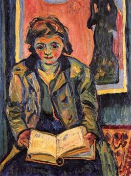 Girl with Book Artwork by Hermann Max Pechstein