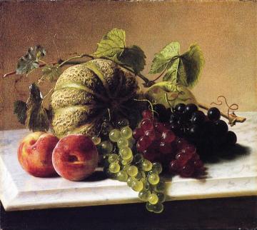 Still Life with Melons, Grapes Artwork by George Hetzel
