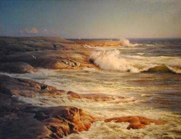 Rocks and Seagulls Artwork by Johan Krouthén