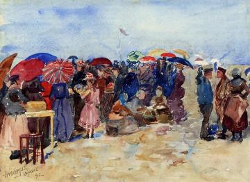 Treport Beach Artwork by Maurice Prendergast