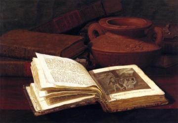 Books And Pottery Vase Artwork by Claude Raguet Hirst