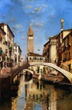 Venetian Canal Artwork by Martin Rico y Ortega