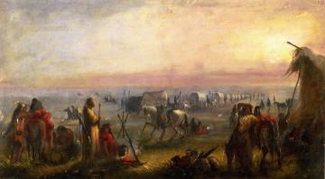 Departure Of The Caravan At Sunrise Artwork by Alfred Jacob Miller