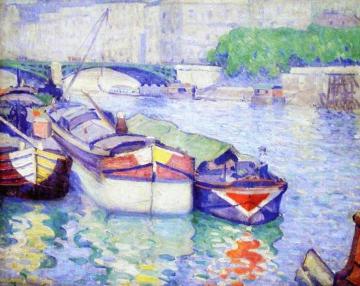 Boats on the Seine Artwork by Abel George Warshawsky