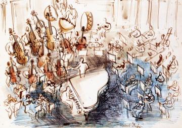 Small Orchestra With Pianist Artwork by Raoul Dufy
