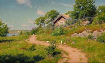 House with Lilacs Artwork by Johan Krouthén