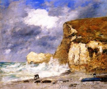 Etretat: The Amont Cliff In November Artwork by Eugène-Louis Boudin