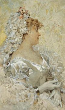 An Elegant Beauty In A White Dress Artwork by Frederik Henrdik Kaemmerer