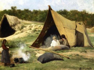 Indian Camp Artwork by Albert Bierstadt