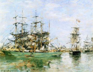 A Three Masted Ship in Port Artwork by Eugène-Louis Boudin