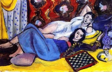 Models Resting, Ornamental Background and Checker Board Artwork by Henri Matisse