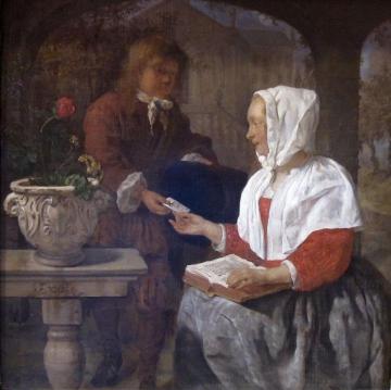 A Girl Receiving a Letter Artwork by Gabriel Metsu