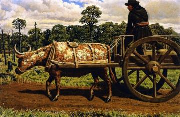 Ox with Red River Card Artwork by William George Richardson Hind