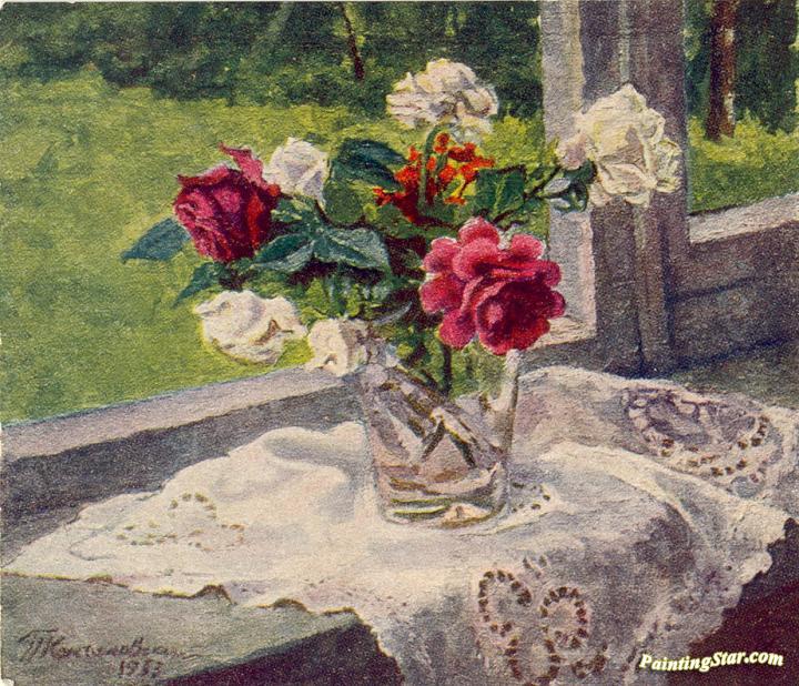 The roses by the window Artwork by Pyotr Konchalovsky