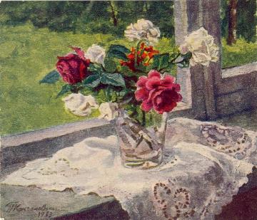 The roses by the window Artwork by Pyotr Konchalovsky