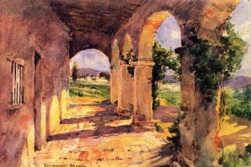 Corridors of San Juan Capistrano Artwork by Benjamin Chambers Brown