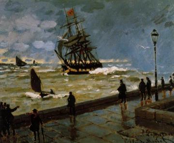The Jetty of Le Havre in Rough Weather Artwork by Claude Oscar Monet