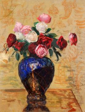 Still Life with roses Artwork by Leon Jan Wyczolkowski