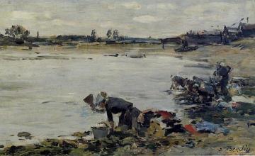 Laundresses on the Banks of the Touques Artwork by Eugène-Louis Boudin