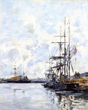 Port, Sailboats at Anchor Artwork by Eugène-Louis Boudin