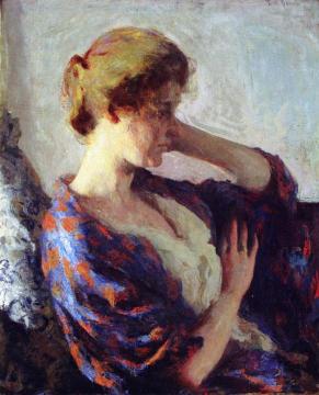 Woman in a Blue Kimono Artwork by Frank Weston Benson
