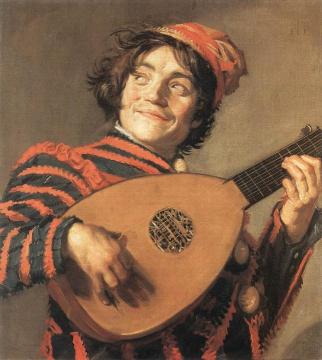 Buffoon Playing a Lute Artwork by Frans Hals
