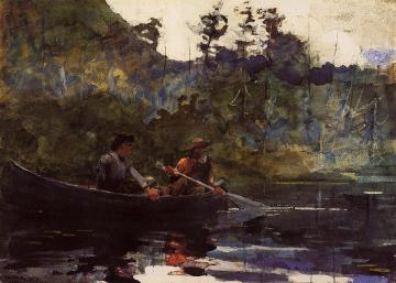 Canoeing in the Adirondacks Artwork by Winslow Homer