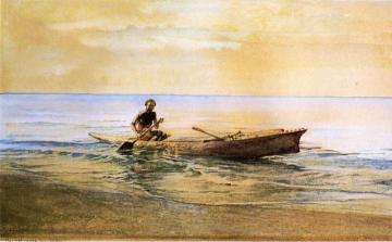 Man in Canoe, Samoa Artwork by John La Farge