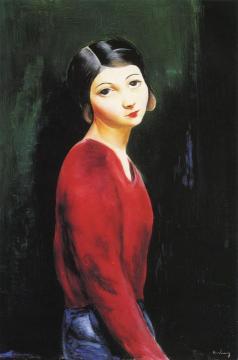 Woman In Red Artwork by Moise Kisling